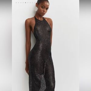 Mango side slit sequin dress size 4 NWOT